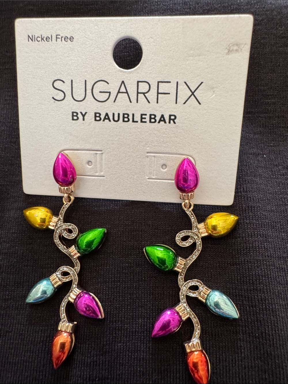 NWT Gold Multi-Color Holiday Light Drop Pierced Earrings